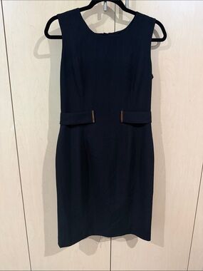 Calvin Klein Black Sleeveless Midi Sheath Dress